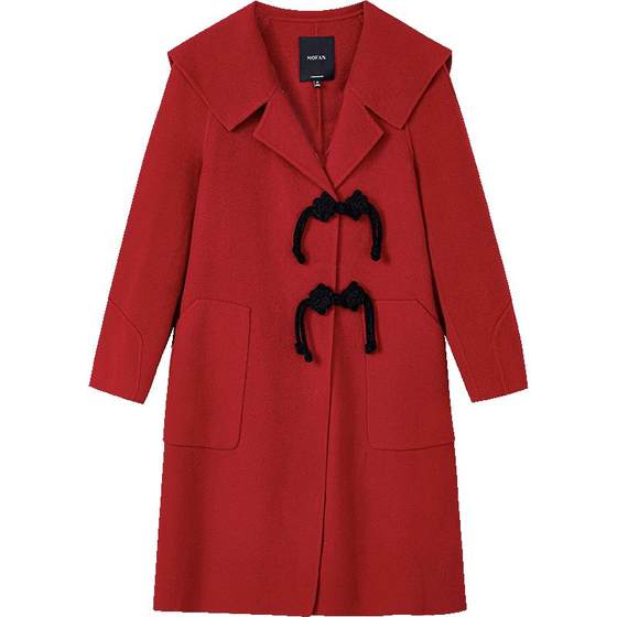 100% wool coat for women MOFAN 2024 winter and new year red large lapel double-sided wool coat 100% wool coat for women MOFAN 2024 winter and new year red large lapel double-sided wool coat