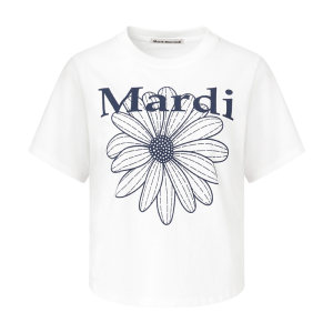 MardiMercredi small daisy printed slim short-sleeved T-shirt front shoulder slim half-sleeved top for women's summer new style MardiMercredi small daisy printed slim short-sleeved T-shirt front shoulder slim half-sleeved top for women's summer new style