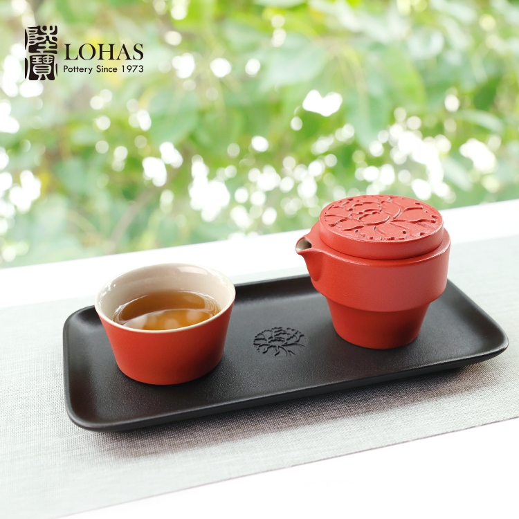 Lubao Ceramic Tea Set, Full Moon Tea Gift One Pot One Cup with Tea Tray Tray Gift Box Storage and Carrying Tea Set