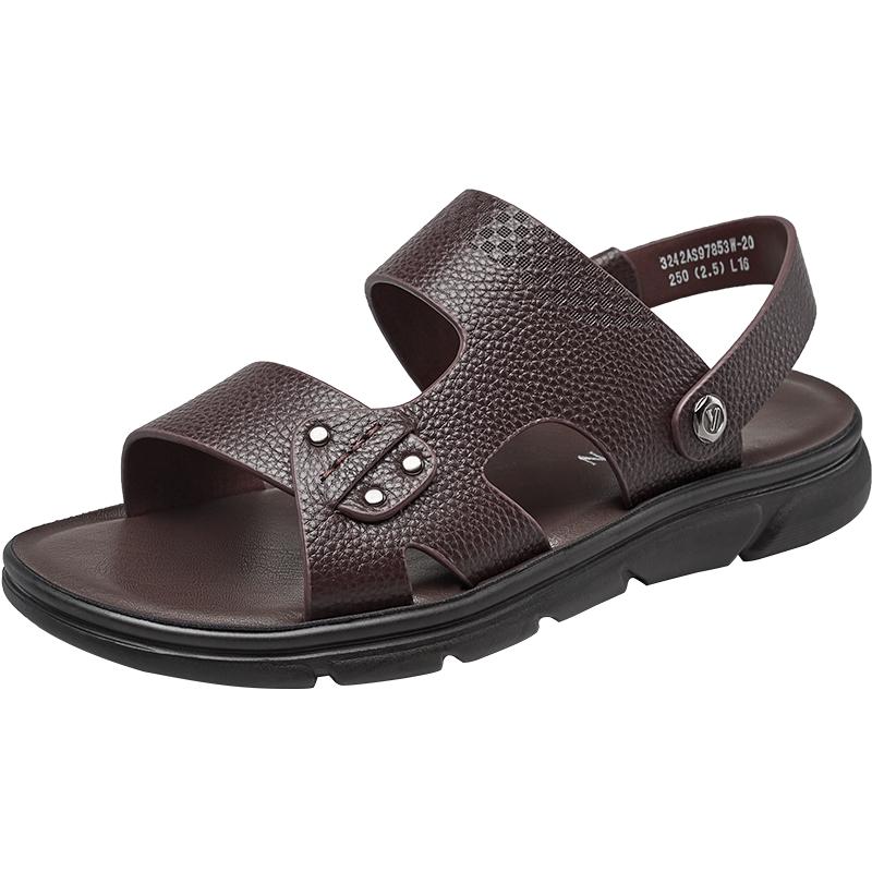 Yierkang Men's Leather Sandals - Summer Beach Shoes