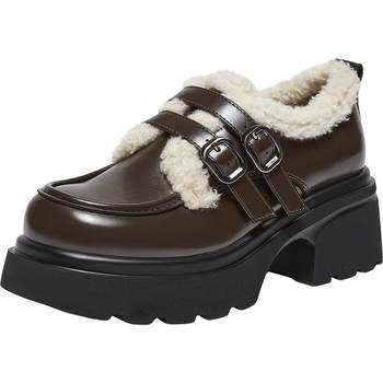 Best 25 new winter British Oxford shoes leather shoes thick-soled loafers plus velvet warm women's singles shoes CM691DM5 Best 25 new winter British Oxford shoes leather shoes thick-soled loafers plus velvet warm women's singles shoes CM691DM5
