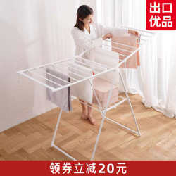 Clothes rack floor-standing folding balcony household mobile clothes drying rack stainless steel baby indoor clothes rack storage Clothes rack floor-standing folding balcony household mobile clothes drying rack stainless steel baby indoor clothes rack storage