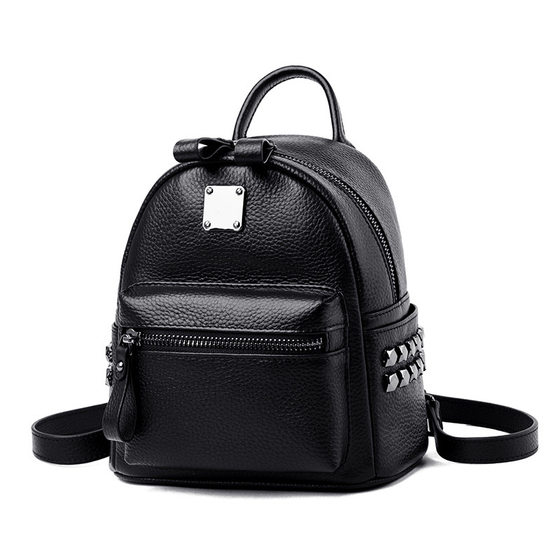 Backpack women's small bag genuine leather new versatile rivets trendy girl travel bag first layer cowhide mini small backpack bag 
Backpack women's small bag genuine leather new versatile rivets trendy girl travel bag first layer cowhide mini small backpack bag