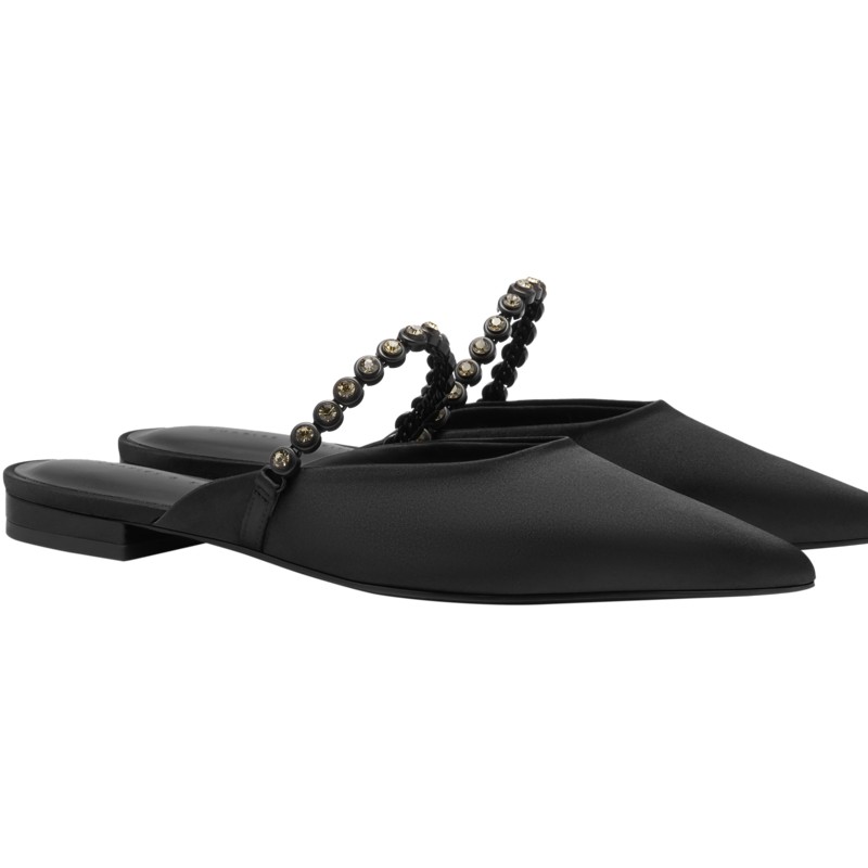 Charles Keith Women's Pointed Toe Gem Chain Mules CK1-70900437
