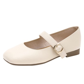 Aokang Women's Shoes 2025 Autumn Mary Jane Square Toe Simple One-Strip Solid Color Light Mouth Single Shoes OL Commuter Flat Bottom Aokang Women's Shoes 2025 Autumn Mary Jane Square Toe Simple One-Strip Solid Color Light Mouth Single Shoes OL Commuter Flat Bottom