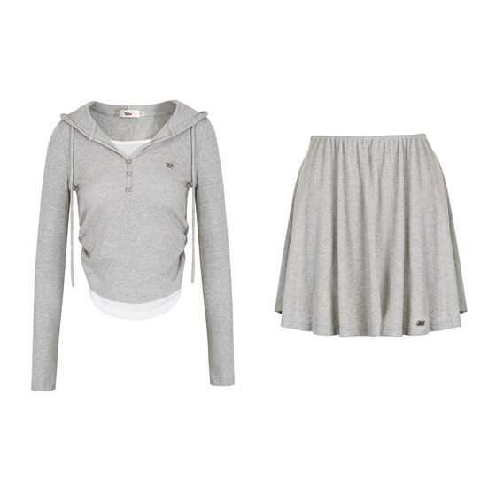 Dun Enxi's same style Liilou sporty dress Contrast color fake two-piece hooded long-sleeved short skirt suit
Dun Enxi's same style Liilou sporty dress Contrast color fake two-piece hooded long-sleeved short skirt suit