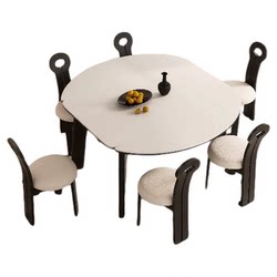 Blue Ideal French Retro Style Slate Dining Table and Chair Combination Modern Simple Home Variable Round Table Slate Dining Table Blue Ideal French Retro Style Slate Dining Table and Chair Combination Modern Simple Home Variable Round Table Slate Dining Table