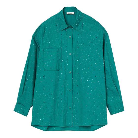 SANDRO Outlets Women's Fashion Diamond Green Dopamine Casual Long Sleeve Shirt SFPCM00905
SANDRO Outlets Women's Fashion Diamond Green Dopamine Casual Long Sleeve Shirt SFPCM00905