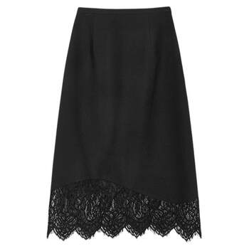 Lace spliced high waist straight skirt 
Lace spliced high waist straight skirt