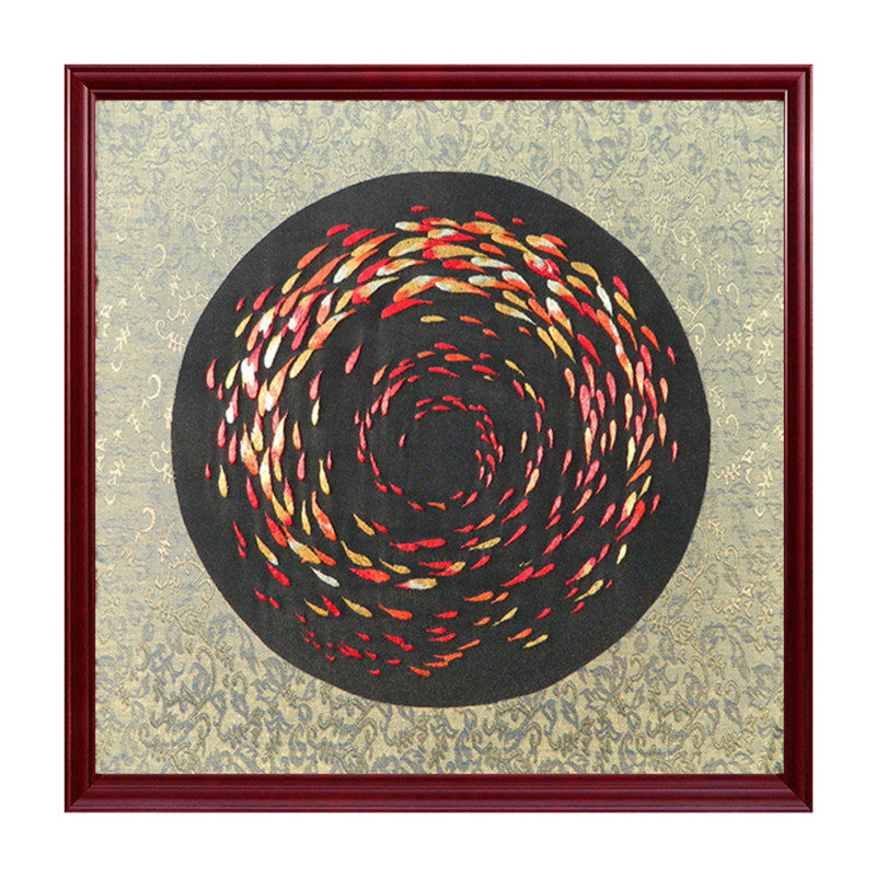 Valart Peinture sur Rouleau Soie Asiatique Décoration Murale Poisson - Année de Poisson - Koi - Carpe Rouge et Noire Art Chinois Mur Défilement Peinture Suspendue Décoration orientale(94 x 30cm