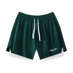 American basketball sports shorts belt lining fake two pieces men's three-pointers but knee breathable and anti-exposure training casual summer American basketball sports shorts belt lining fake two pieces men's three-pointers but knee breathable and anti-exposure training casual summer