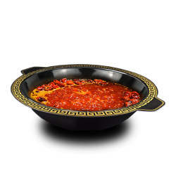 Dragon pattern enamel Sichuan mandarin duck mother three-grid cast iron pot Dragon pattern enamel Sichuan mandarin duck mother three-grid cast iron pot