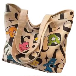 New student canvas bag large capacity Tote commuting Korean version versatile print mommy casual hand-held shoulder shopping New student canvas bag large capacity Tote commuting Korean version versatile print mommy casual hand-held shoulder shopping