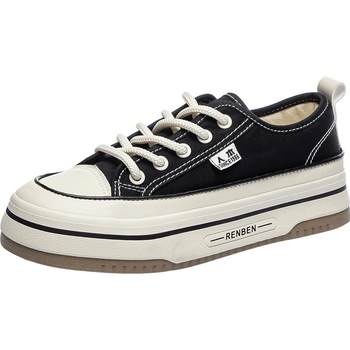 Human-born low-top round head casual thick-soled flat canvas shoes Human-born low-top round head casual thick-soled flat canvas shoes