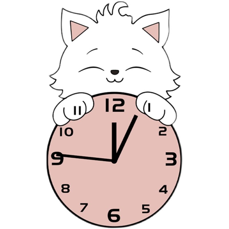 Reloj de Pared de Madera con Dibujos Animados de Gato Movimiento