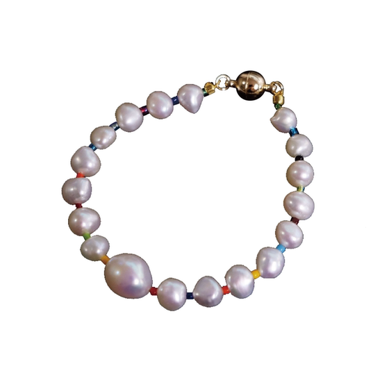 GNAPxPANG JEWELRY Rainbow Marshmallow Freshwater Pearl Antique Glass Handmade Dopamine Style Bracelet
GNAPxPANG JEWELRY Rainbow Marshmallow Freshwater Pearl Antique Glass Handmade Dopamine Style Bracelet