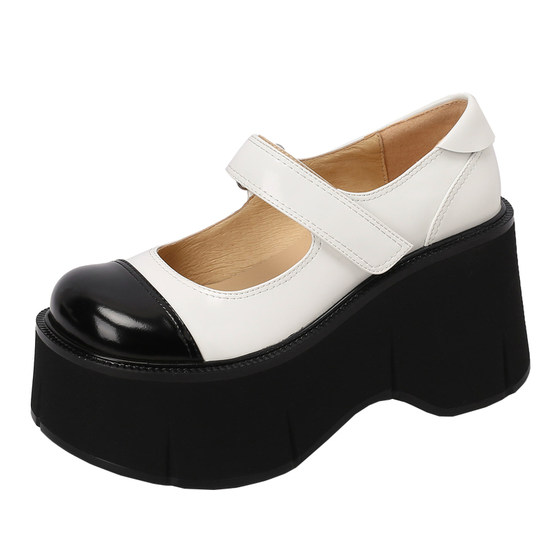 Small super high heels Mary Jane shoes for women's leather color-blocking Velcro sponge cake sole shallow mouth heightened waterproof platform single shoes
Small super high heels Mary Jane shoes for women's leather color-blocking Velcro sponge cake sole shallow mouth heightened waterproof platform single shoes