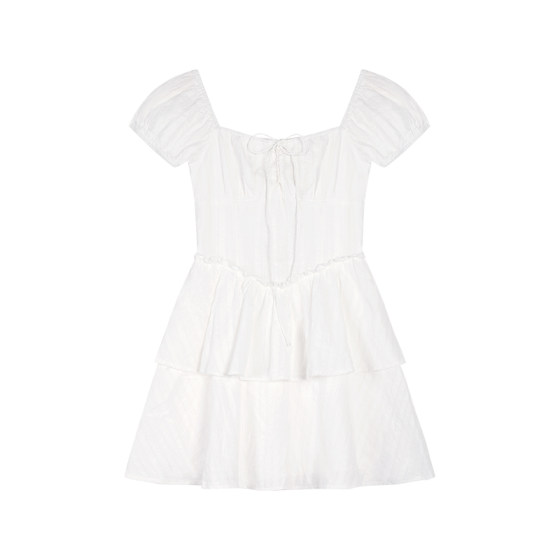 Chenmi Fan white suspender dress for women's new summer style A-line short cake skirt with a waistband that looks slim Chenmi Fan white suspender dress for women's new summer style A-line short cake skirt with a waistband that looks slim
