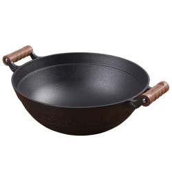 Non-stick deep round bottom old-fashioned cast iron wok Non-stick deep round bottom old-fashioned cast iron wok