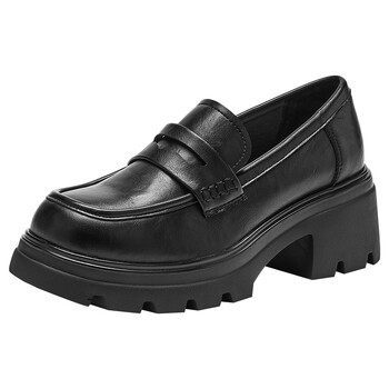 Hot air thick sole loafers black leather shoes 
Hot air thick sole loafers black leather shoes