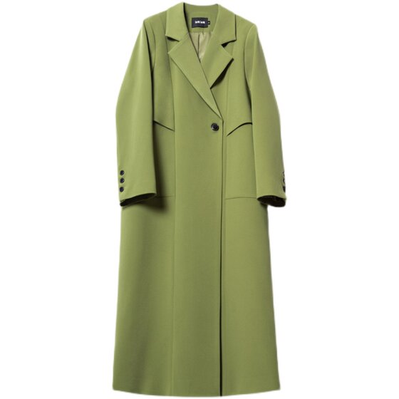 Super long windbreaker jacket Women's new Korean version of green tall niche loose large size and ankle suit coat Super long windbreaker jacket Women's new Korean version of green tall niche loose large size and ankle suit coat