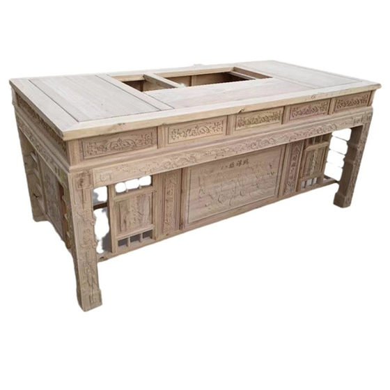 Fully solid wood Chinese antique tea table white stubble northern elm tea table and chair combination office tea brewing dual-purpose tea brewing table
Fully solid wood Chinese antique tea table white stubble northern elm tea table and chair combination office tea brewing dual-purpose tea brewing table