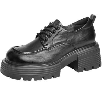 Belle leather black thick bottom Oxford shoes
 Belle leather black thick bottom Oxford shoes