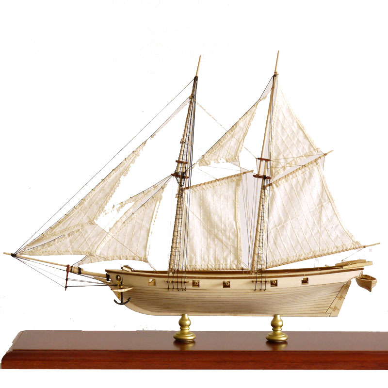 帆船模型 本色小哈尔科号信风帆船模型木质拼装DIY手工舰艇微缩