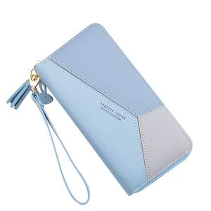 Women hold the wallet with long three -color stitching, contrasting temperament, simple zipper mobile phone bag, student money clip Women hold the wallet with long three -color stitching, contrasting temperament, simple zipper mobile phone bag, student money clip