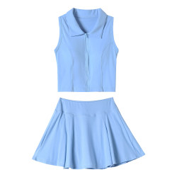 Padded vest and anti-exposure skirt two-piece set Padded vest and anti-exposure skirt two-piece set