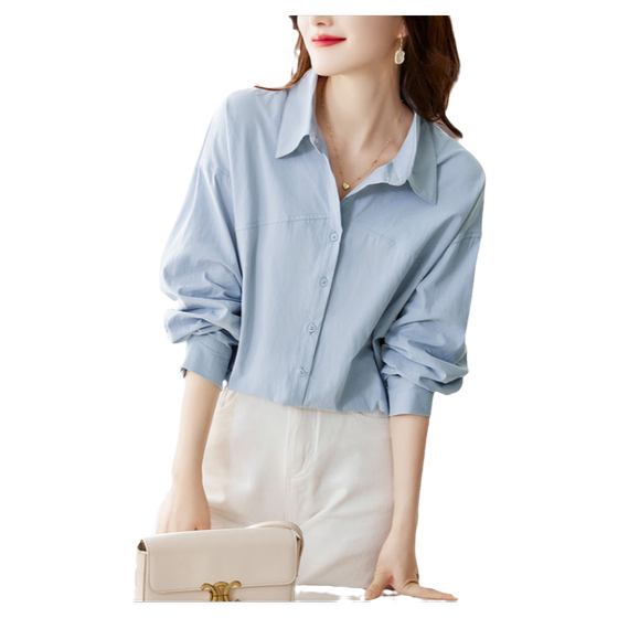 Chuying Combed Cotton Blue Shirt Women's Long Sleeve 2025 Autumn New Commuter Versatile Chic Top Pure Cotton Shirt
Chuying Combed Cotton Blue Shirt Women's Long Sleeve 2025 Autumn New Commuter Versatile Chic Top Pure Cotton Shirt
