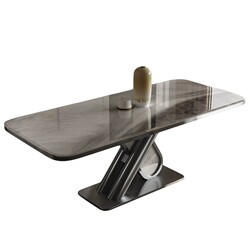 Italian light luxury rock slab dining table simple dining chair Italian light luxury rock slab dining table simple dining chair