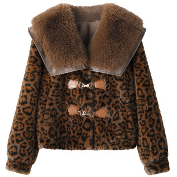 leopard print fur one piece women's mink fur coat leopard print fur one piece women's mink fur coat