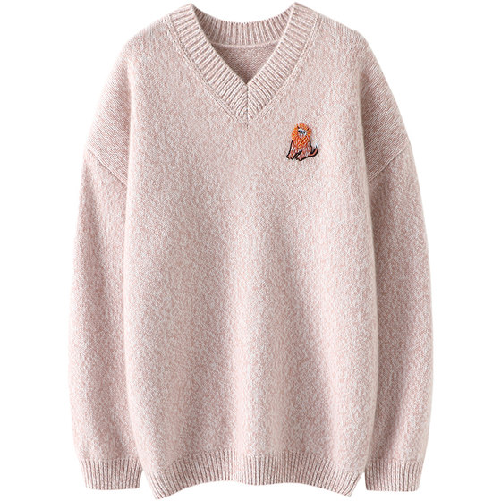 Lumei Heavy Industry! Nude pink handmade beaded heavy thick cashmere sweater for women V-neck mid-length pure cashmere sweater
Lumei Heavy Industry! Nude pink handmade beaded heavy thick cashmere sweater for women V-neck mid-length pure cashmere sweater