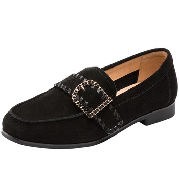 Aokang women's shoes 2025 autumn loafers genuine leather old Qianfeng pedals shallow mouth single shoes for commuting exquisite flat bottom Aokang women's shoes 2025 autumn loafers genuine leather old Qianfeng pedals shallow mouth single shoes for commuting exquisite flat bottom