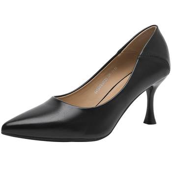 Dadong commuter shoes women's shoes 2025 autumn new simple thin heel high heel cover toe-toe gloss version C0803 Dadong commuter shoes women's shoes 2025 autumn new simple thin heel high heel cover toe-toe gloss version C0803