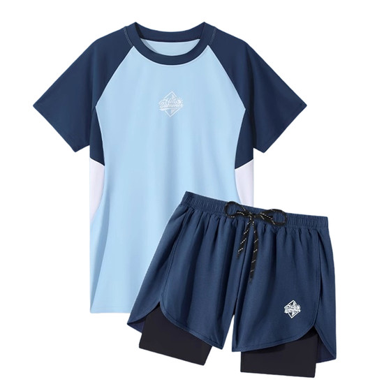 Junior high school students, men's teenagers swimsuits, swimming trunks, anti-embarrassing quick-drying suits, big children learn swimming training Junior high school students, men's teenagers swimsuits, swimming trunks, anti-embarrassing quick-drying suits, big children learn swimming training