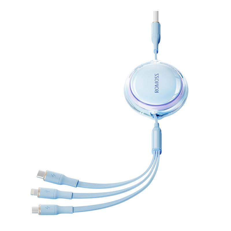 Romoss 3-in-1 Telescopic Charging Cable USB-C, Micro-USB, Lightning