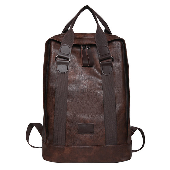 American retro leather backpack male college student schoolbag computer business leather bag casual soft pu travel backpack female
 American retro leather backpack male college student schoolbag computer business leather bag casual soft pu travel backpack female