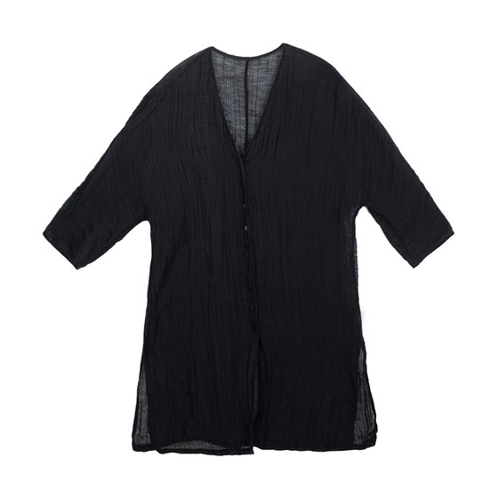 Wangcheng H146 seats/shang windy sunscreen shirt/2022 summer new linen cotton wrinkle black V-neck cardigan sunscreen shirt Wangcheng H146 seats/shang windy sunscreen shirt/2022 summer new linen cotton wrinkle black V-neck cardigan sunscreen shirt