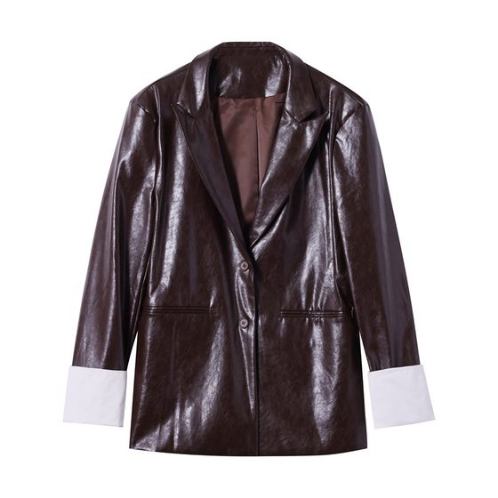 Dazi gold large PU leather jacket women's mid-length suit 2025 autumn suit new casual brown suit
Dazi gold large PU leather jacket women's mid-length suit 2025 autumn suit new casual brown suit