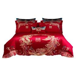 Mercury Home Textile Wedding Four-Piece Set Wedding Dragon and Phoenix Happy Quilt Mercury Home Textile Wedding Four-Piece Set Wedding Dragon and Phoenix Happy Quilt