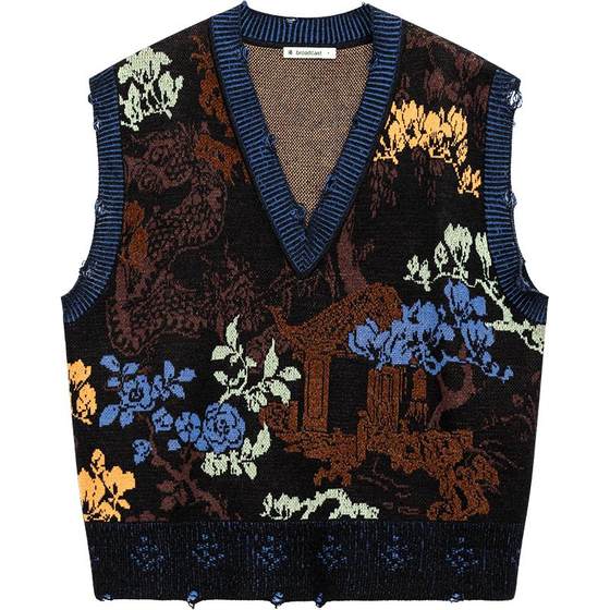 Broad jacquard layered knitted vest women's shopping mall same v-neck layered sweater vest BDR1SD0418
Broad jacquard layered knitted vest women's shopping mall same v-neck layered sweater vest BDR1SD0418