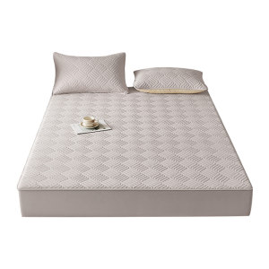 Washed cotton quilted fitted sheet single piece Class A all-inclusive bed cover three-piece set Simmons mattress protector anti-slip bed cover 
Washed cotton quilted fitted sheet single piece Class A all-inclusive bed cover three-piece set Simmons mattress protector anti-slip bed cover