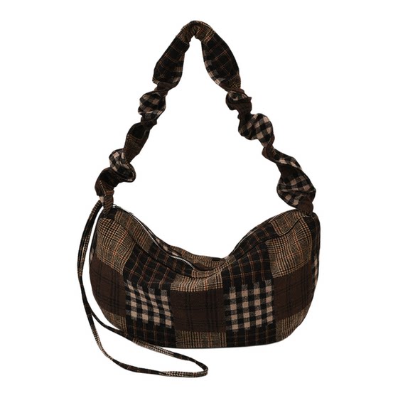Wool plaid bag women's 2025 new autumn and winter fashion crossbody dumpling bag large capacity commuter shoulder bag 
Wool plaid bag women's 2025 new autumn and winter fashion crossbody dumpling bag large capacity commuter shoulder bag