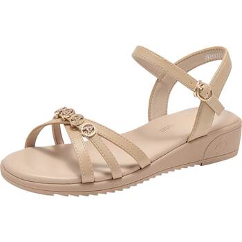 Strap sandals fashionable casual wedge mid-heel
 Strap sandals fashionable casual wedge mid-heel