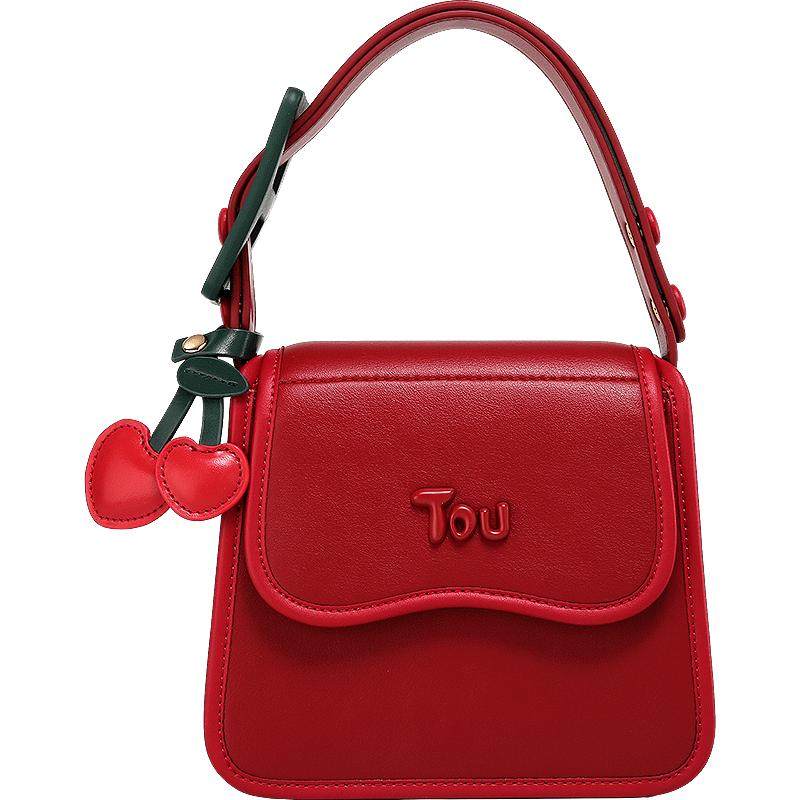 Toutou Cherry Small Square Bag Red Handheld Shoulder Bag for Women