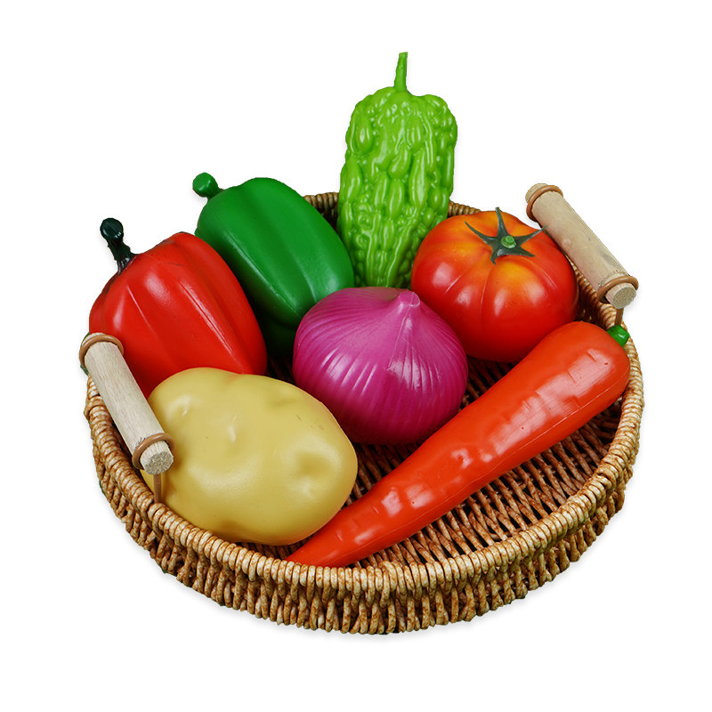 赤茄子　トマト　立体造形ハンドメイド　値下げ可 リアルなプラスチック野菜セット - トマトとナス - 教育玩具