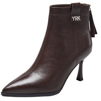 Yierkang pointed toe thin heel short boots for women 2025 autumn and winter new slim French temperament high heel thin boots single black boots Yierkang pointed toe thin heel short boots for women 2025 autumn and winter new slim French temperament high heel thin boots single black boots