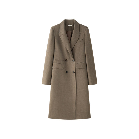 TEASEL free-fitting wool blend British style medium-length gun-collar front shoulder commuter suit windbreaker TEASEL free-fitting wool blend British style medium-length gun-collar front shoulder commuter suit windbreaker